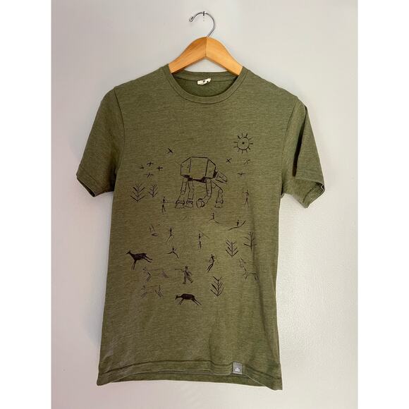 Typographia AT-AT Star Wars Cave Painting T-shirt Size XS Olive Green - Picture 1 of 7